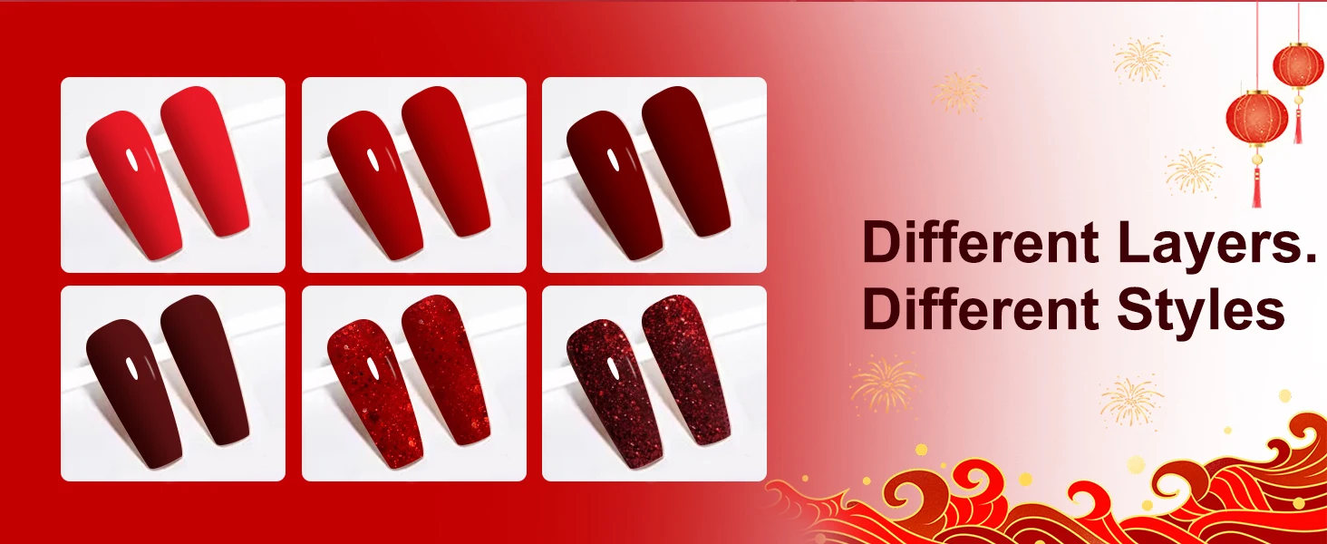 28 g/Topf, sehr feines Valentinstag-Farben, rotes Glitzer-Tauchpulver-System, Acryl-Tauchpulver als Nagelgel-Nagellack-Effekt – Detail 2