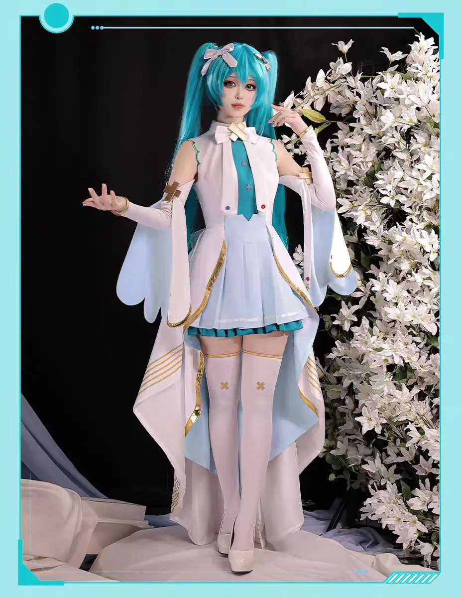 Elegant Long Cape Dress Game Project Sekai Cosplay Diva Mi-ku Cosplay Costume Wig New Outfit Halloween Christmas Uniforms view 2