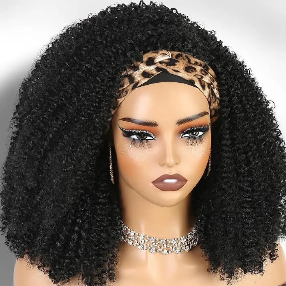 32 Inch Kinky Curly Headband Wig Human Hair Wig 250% Density Headband Wigs Remy Human Hair machine made Wig