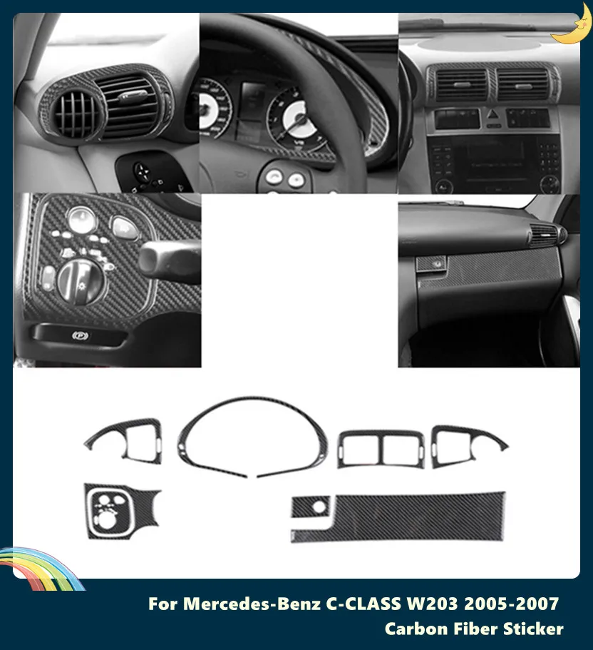 

Carbon Fiber Car Dashboard Panel Cover Trim Sticker Decal Frame For Mercedes-Benz C-CLASS W203 2005-2007 Styling Accessories