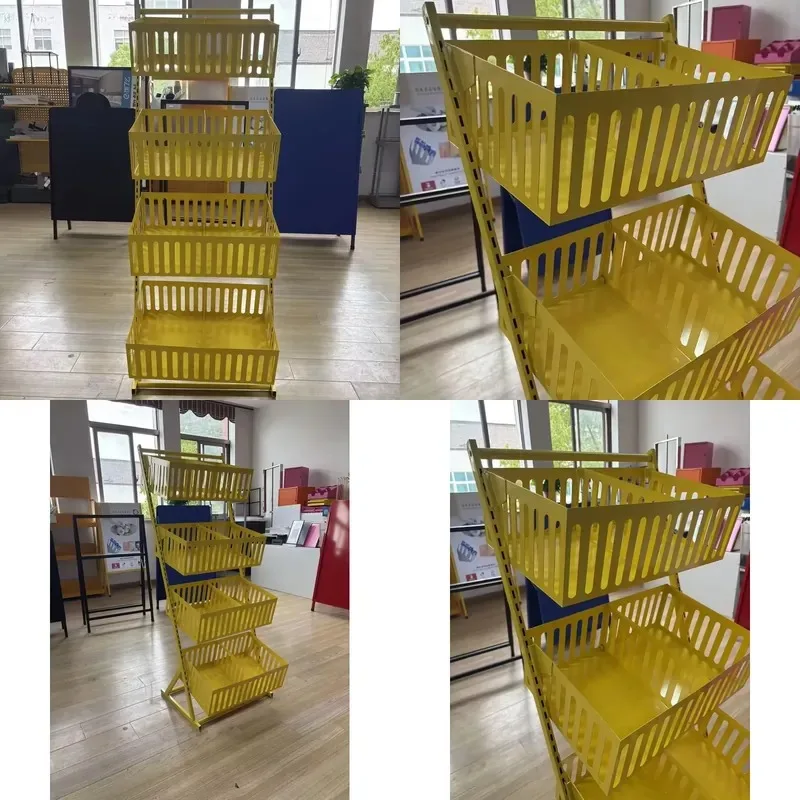 Metal fruit and vegetable basket storage rack, removable, easy to grab and store, sturdy and safe