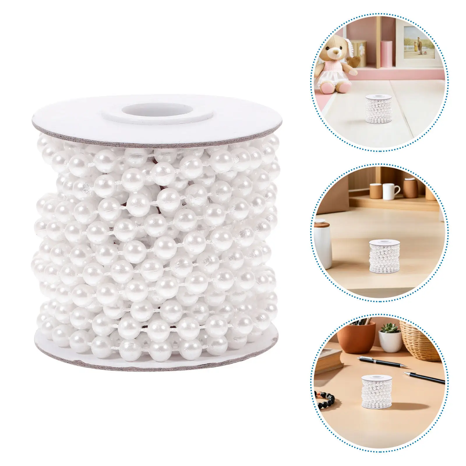 Faux Pearl Beaded Chain Roll Artificial Pearls String Beads Beading Trim Chain DIY Jewelry Wedding Decorations Christmas Tree