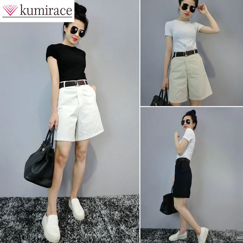 

Summer Cotton Suit 2023 Korean Version New Solid Color Round Neck Short Sleeve T-shirt Casual Fashion Shorts Two-piece Women