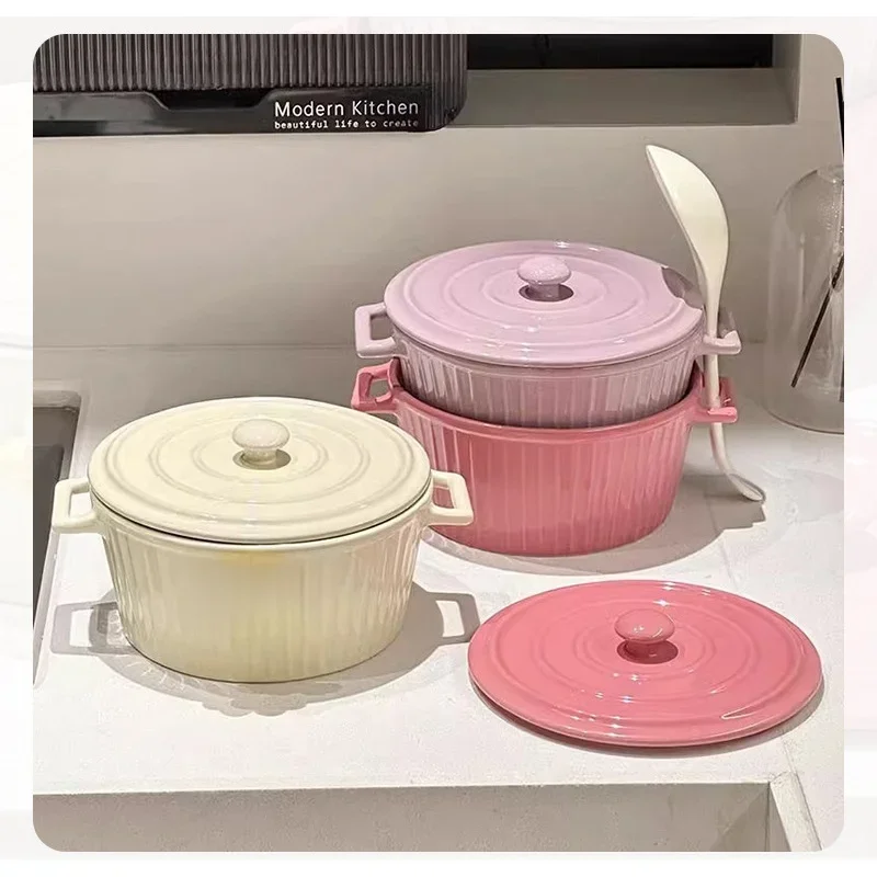 7 inches Ceramic Soup Bowl with Lid,Porcelain Ramen Bowls,Instant Noodle Dish,French Onion Tableware Microwave and Oven Safe