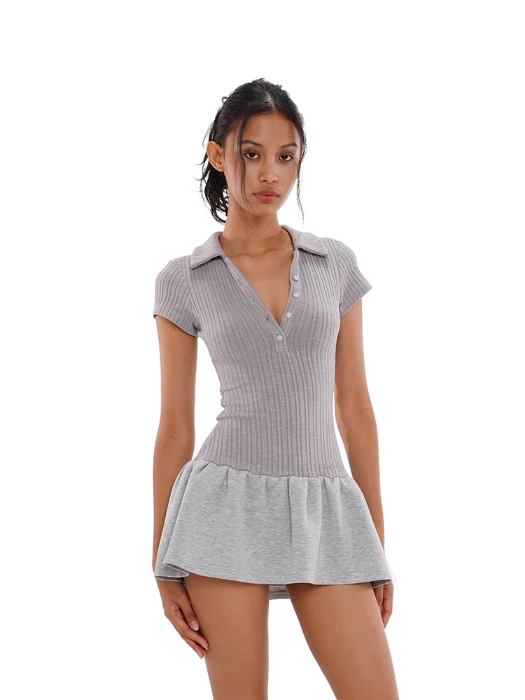 Herbst Neue frauen Mode Stil POLO Kragen Gestrickte Spleißen Reine Wollen Abnehmen Kurze A-line Kleid