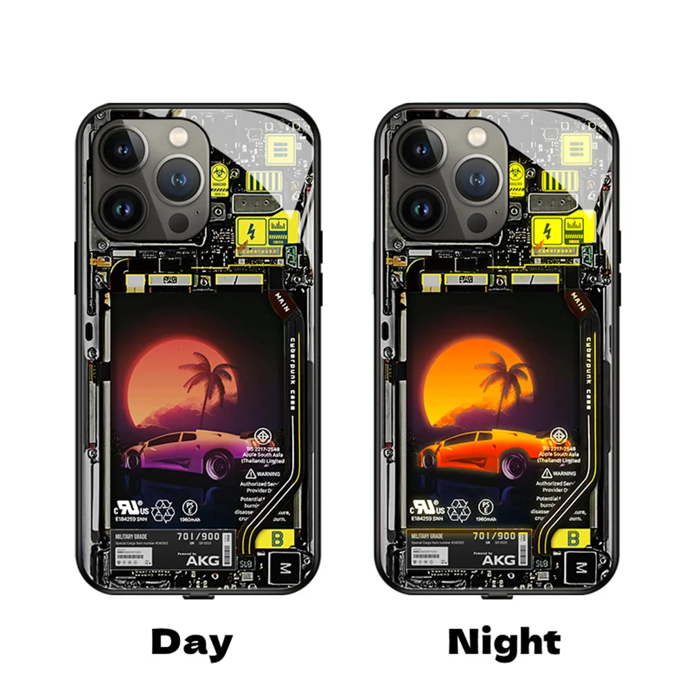 

Punk Style Smart Luminous Phone Case LED Back Cover For iPhone 16 15 14 13 12 11 Pro Max Mini X XS XR SE2020 7 8 Plus