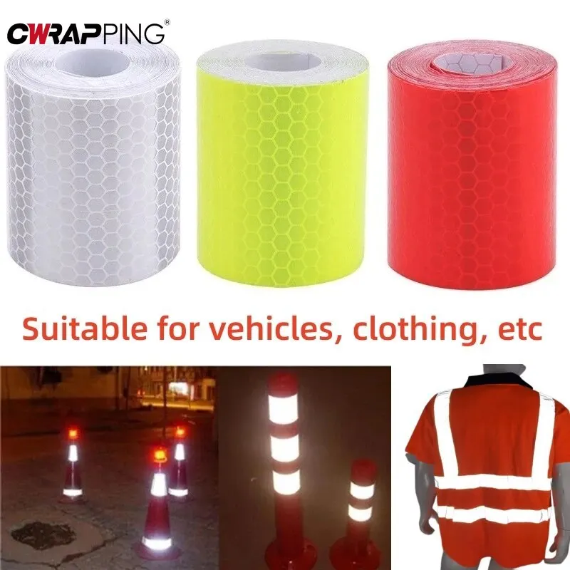 1Pcs 100cm 5cm Warning Light Reflector Protective Sticker Warning Tape Reflective Film Car Safety Mark Reflective Strip Stickers