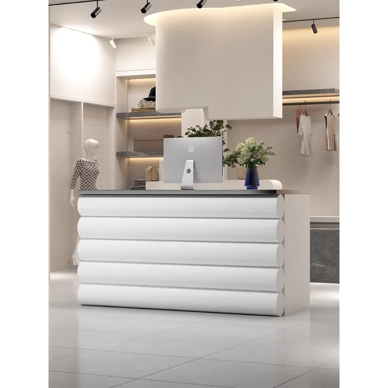 Checkout página balcão loja de roupas balcão de bar preto pintado aço inoxidável simples e moderno loja pequena recepção recepção de