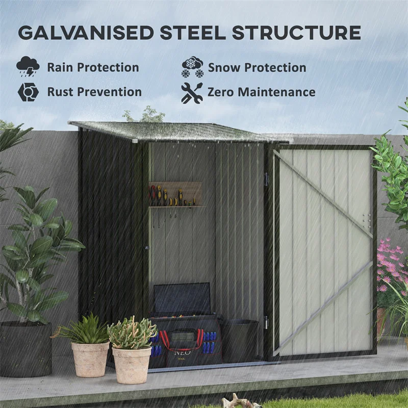 

3.3x3.4FT Compact Metal Shed Outdoor Storage with Lockable Door&2 Vents Sloped Roof Lean-to Tool House for Garden Bike Patio