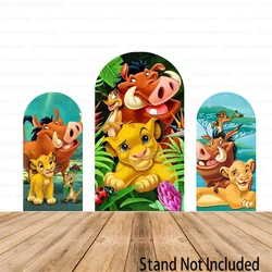 Jungle Forest Lion King Simba Nana Arch Round Backdrop Cover Disney Boys Kids Wall Background Baby 1st Birthday Decor Cover