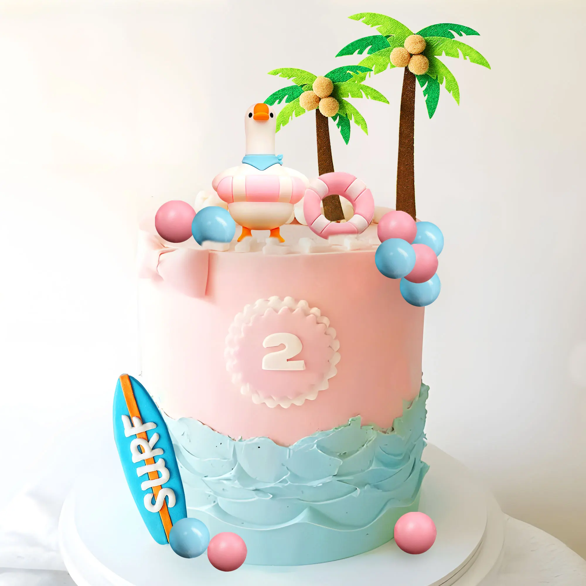 LaVenty Surfbrett Geburtstagstorte Dekoration Strand Surf Kuchen Topper für Schwimmen Strand Pool Party Geburtstag Party Supplies