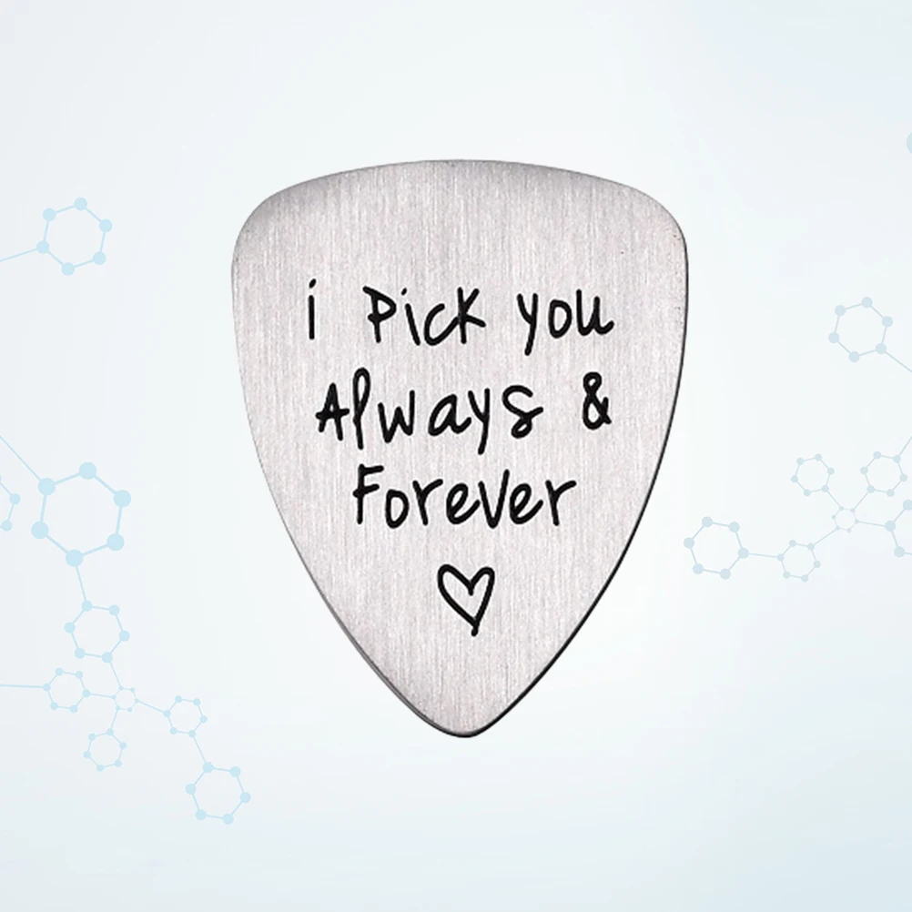 

Guitar Pick Titanium Steel Hand Carved Letter I Pick You Always Forever Durable Sturdy High Quality For Guitar Bass Ukulele