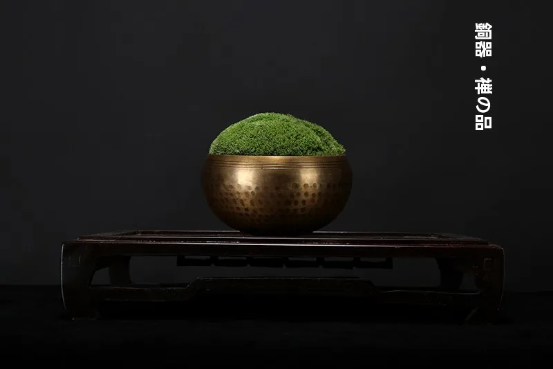 

Китайский золотой медный декоративный предмет в стиле дзен с вечным мхом, миниатюрный ландшафт, настольный декор для чайной церемонии, антиквариат, украшение для стола