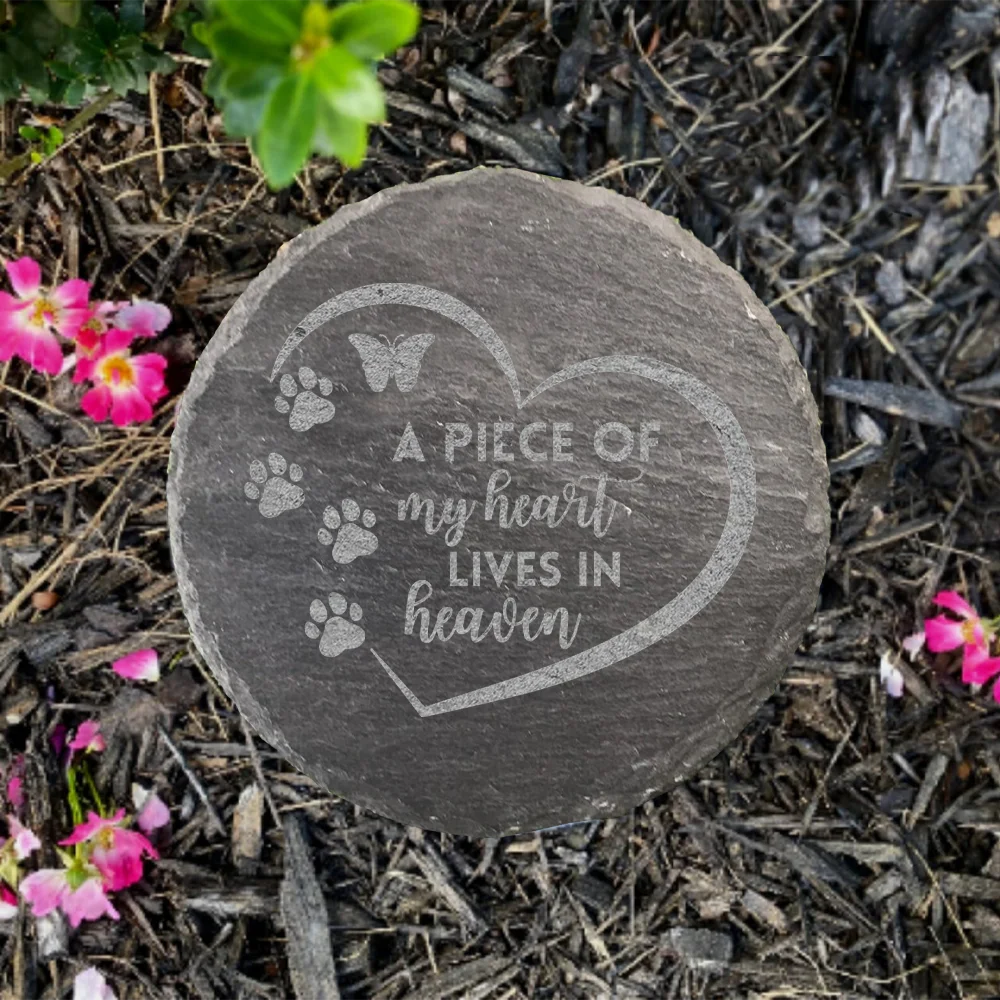 A Piece of My Heart Lives In Heaven Pet Memorial Stone Engrave Pet Sayings Cat Loss Gifts Dogs Dog Grave Marker Plaque