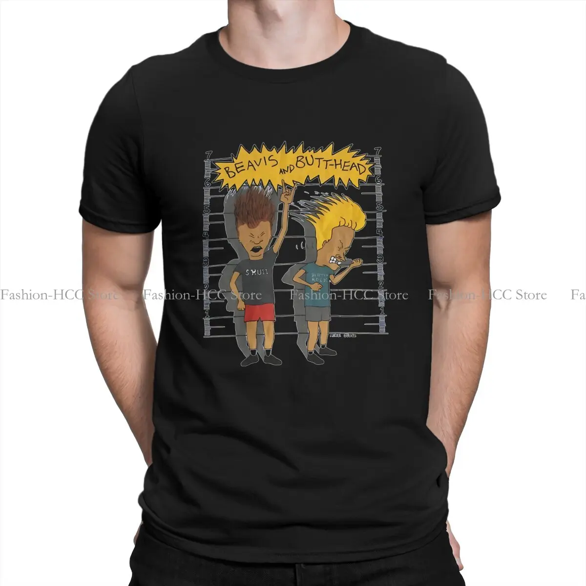 Beavis And Butt Head Polyester TShirt for Men B And B Measure Height Humor Leisure Sweatshirts T Shirt High Quality Trendy