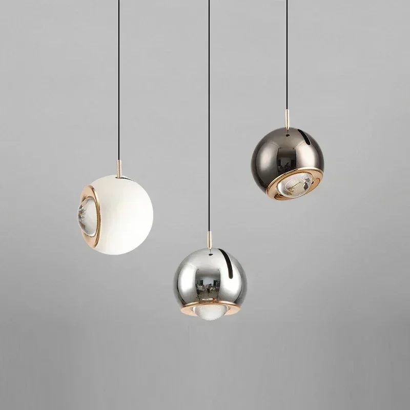 

Modern Minimalist Adjustable Angle Led Pendant Light Aluminum Stretchable Single Ball Chandelier for Bedside Dining Room