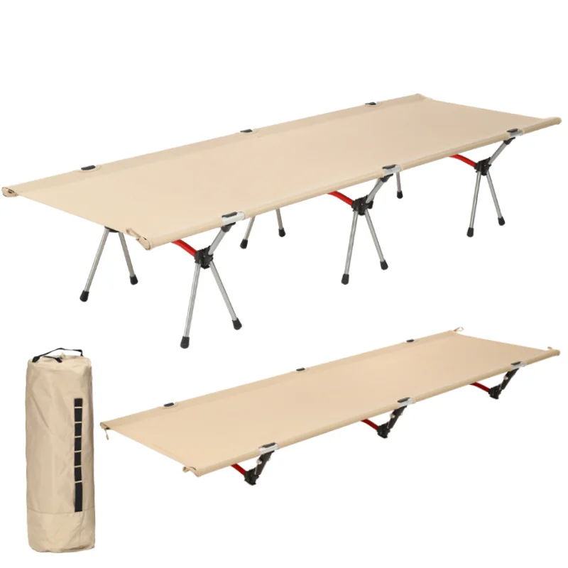 

Single Person Height Adjustable Lunch Break Bed Aluminum Alloy Camping Folding Bed Portable For Outdoor Hiking