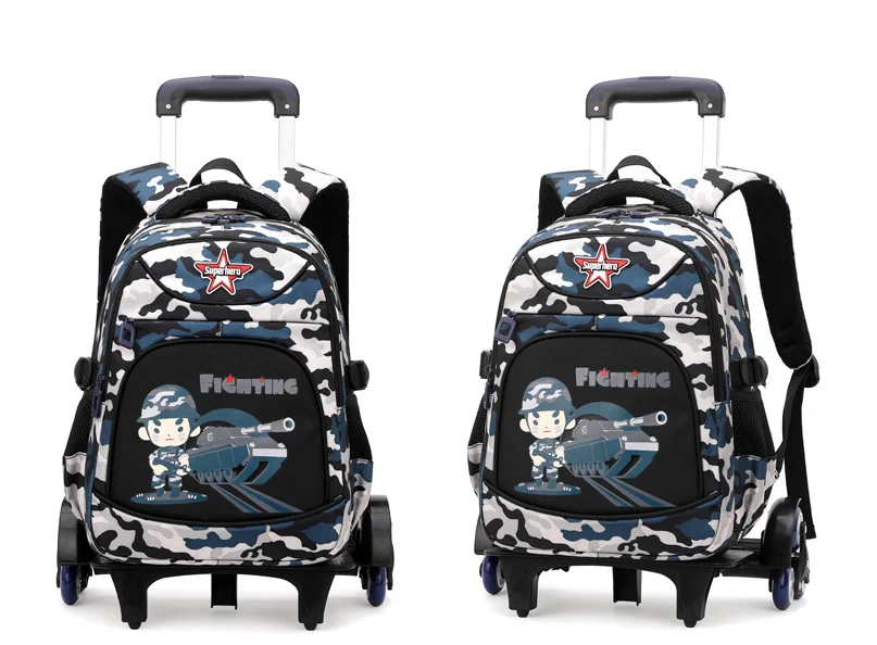 ZIRANYU School Trolley Bags for boys Rolling Backpack Elementary Students satche Trolley Bag Primary School Book Bag with Wheels