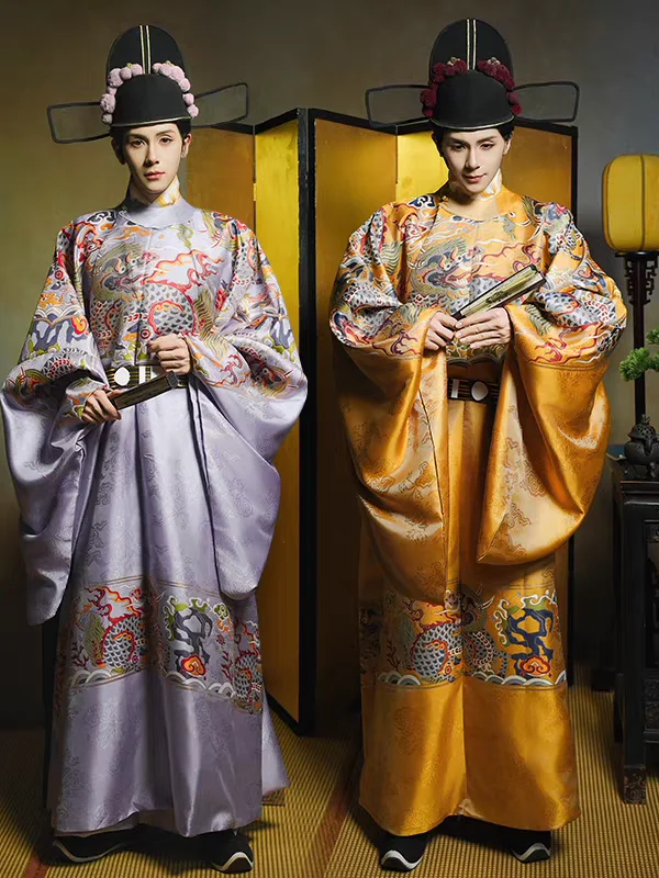 luyunyu-qilin-明代ラウンドネックローブ漢服メンズスタイル織金装飾国家結婚式司会者公式古代風