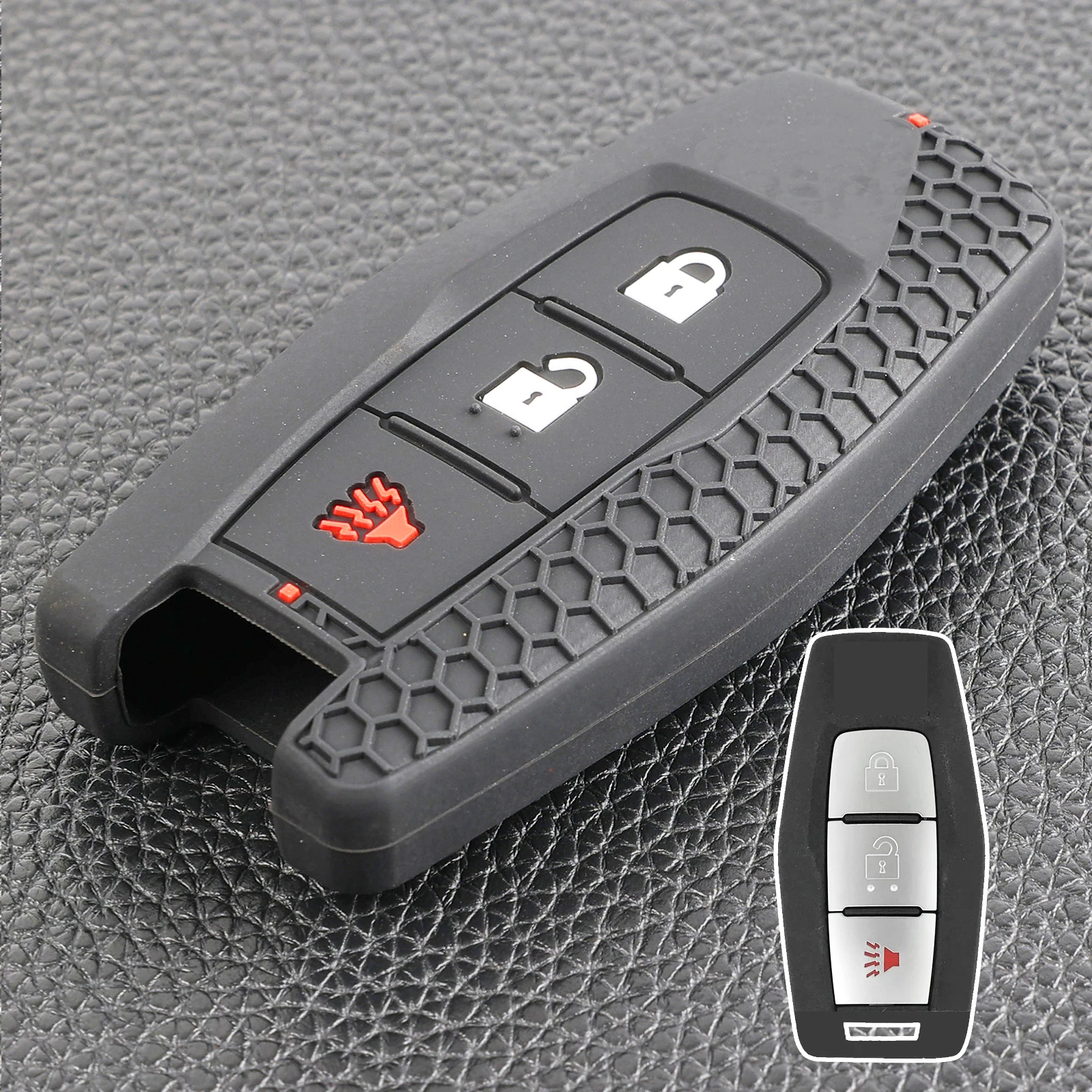 Silicone Smart Remote Silicone Car Key Fob Ring Chain Cover Case Shell Holder Protector 3 Button For Outlander 2023 2022 2024