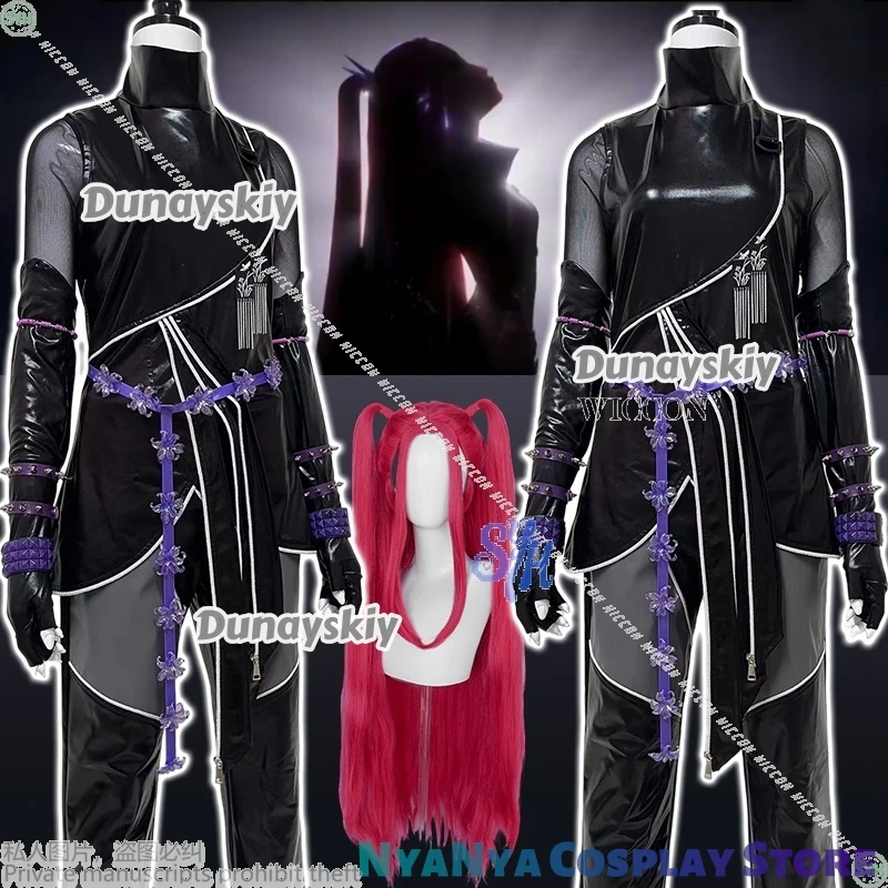 Mira Huntrix Novo ktaAnime Kpop Demon Cosplay Preto Roxo PU Macacão Sexy Jirai Kei Meninas Goth Ninja Lingerie Halloween