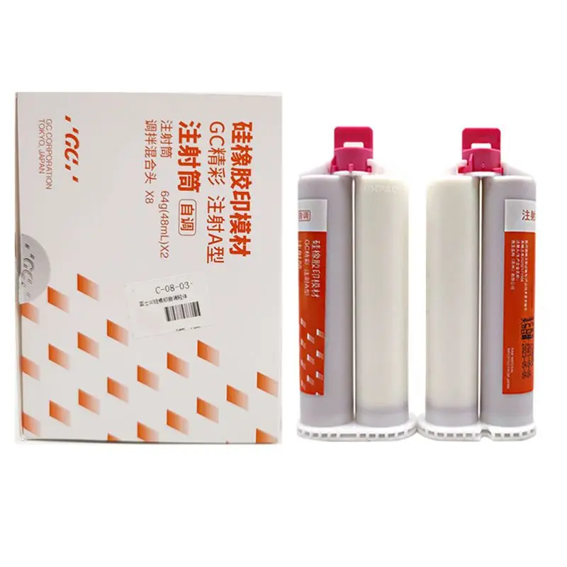 

Dental Material Self-adjusting Silicone Rubber Impression Material Injection A-type Secondary Impression Light Body 64g*2Pcs