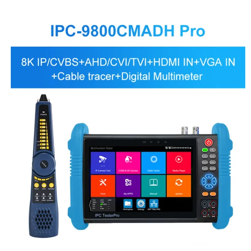 IP Camera Tester 8K 8MP CCTV IPC Tester poe Monitor IPC 9800adh pro H.265 4K Video Display Tester Monitor PTZ IP camera Tester