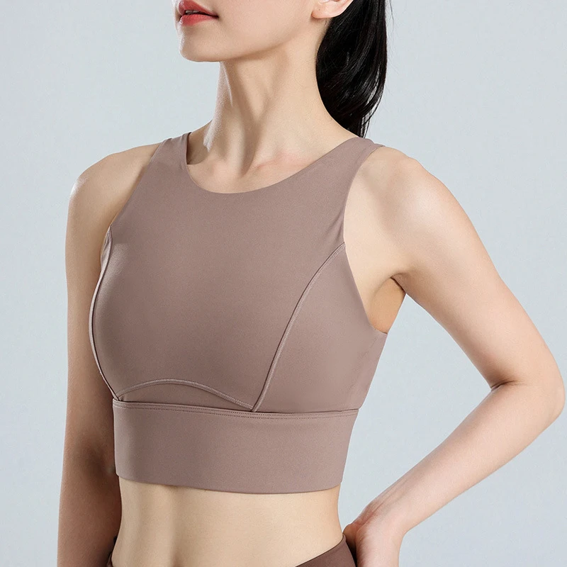 Women's High Support Sports Bra - Running Shockproof Tank Top Thin Strap Open Back Plus Size One Piece Gym Bra
