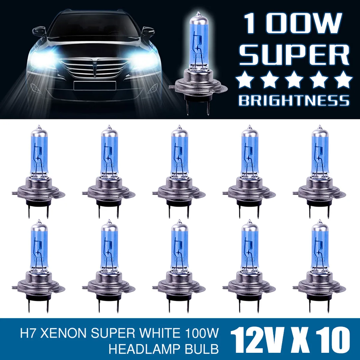 

2/10Pcs H7 100W 12V Car Fog Light Halogen Bulbs Super Bright Car Headlight Bulbs Auto Parking Lamp Led Bulbs Car Accessories