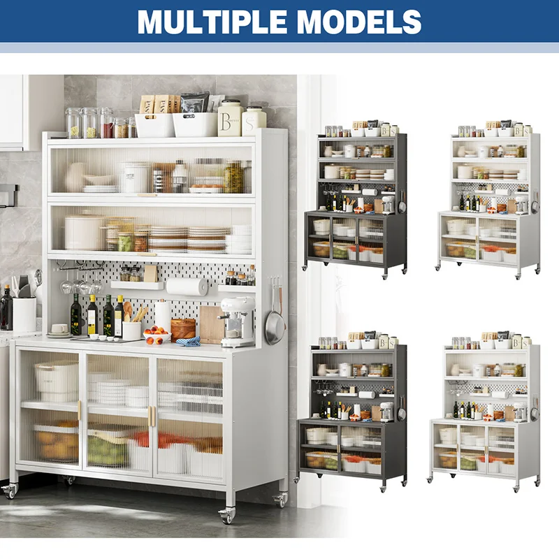 Classic Carbon Steel Multi-Layer Sliding Storage Cabinet for Kitchen Tools Pots Pans & Tableware-Durable & Eco-Friendly