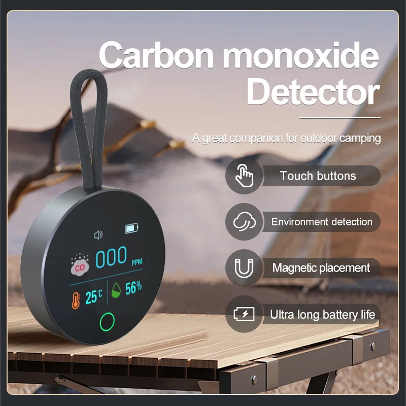 Portable Carbon Monoxide Detector, RV Camping Travel CO Alarm, Air Quality Monitor for Car Home