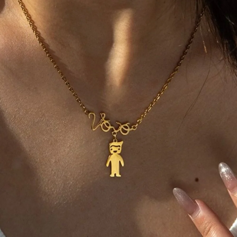New Stainless Steel Vovó Kid Pendant Gold/Silver Premium Quality Grandmother Necklace High-End Mother Necklace For Ladies