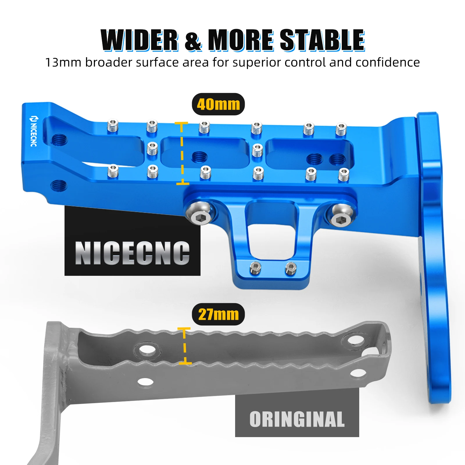 NICECNC Extended Wider Foot Pegs For Yamaha Banshee 350 1987-2006 2005 2004 Foot Rests ATV Accessories 3GG-27421-01-00 Aluminum