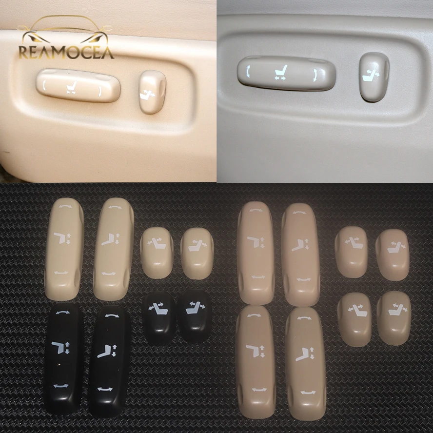 

Reamocea 4Pcs Beige/Black Seat Switch Knob Cover For Reclining/Slide&Vertical For Toyota Land Cruiser LC200 2007-2011 2012-2020