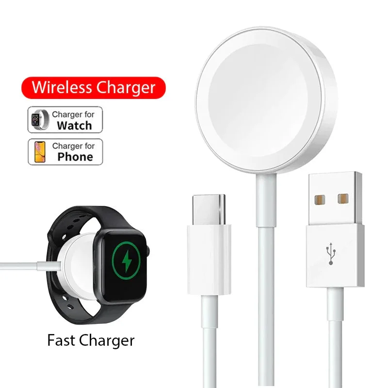 شاحن ساعة لـ Apple iwatch123456789/SEPD Type C/USB Port كابل شحن مغناطيسي لاسلكي محمول