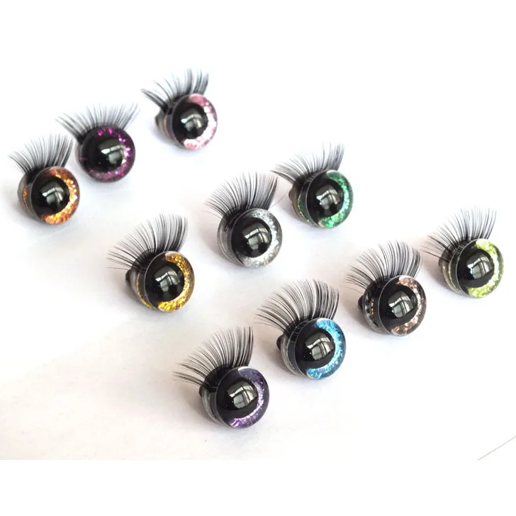 20sets 12/14/16/18/20/25/30mm Safety eyes with eyelashes-flashing eyes Plastic safety eyes