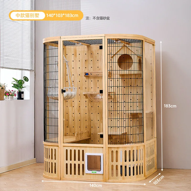 New Style-Super Large Cat Villa Cat Cage & Panoramic Large Cat House Luxury Indoor Cat Apartment, Large Pet Furniture Cat House