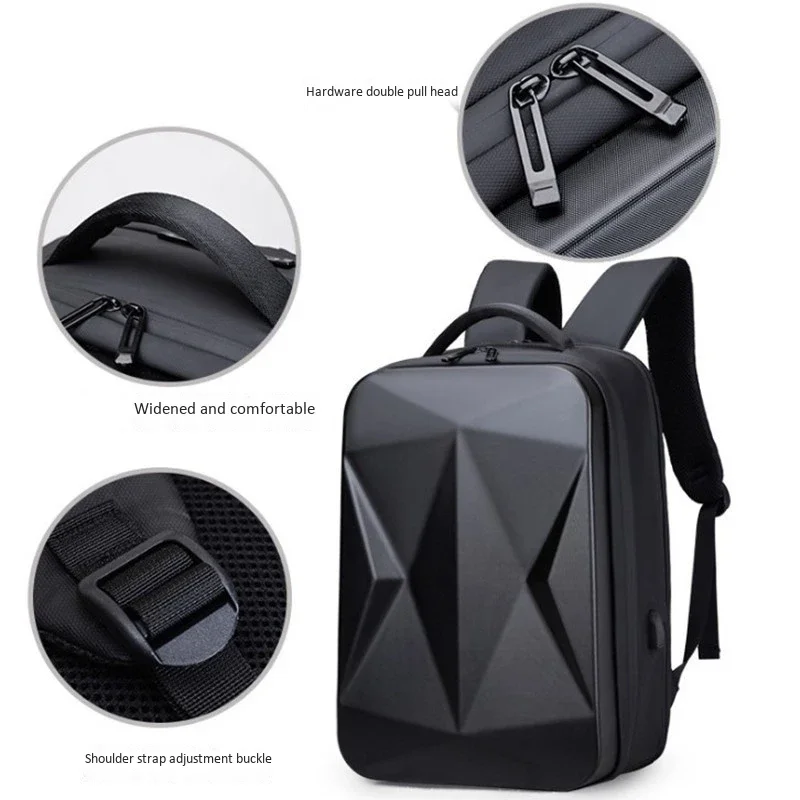 Hard Shell Business Backpack Computer Bag Waterproof Laptop Tablet PC Storage Bags School College Student Schoolbag USB Travel