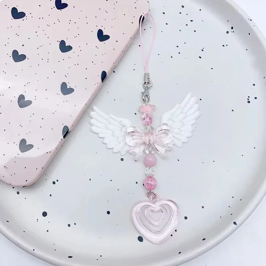 Schöner Flügel-Schleifen-Herz-Schlüsselanhänger für Mädchen und Frauen, modischer süßer Schlüsselanhänger, Handy-Anhänger, Taschen-Deko-Accessoires, Geschenke – Detail 4
