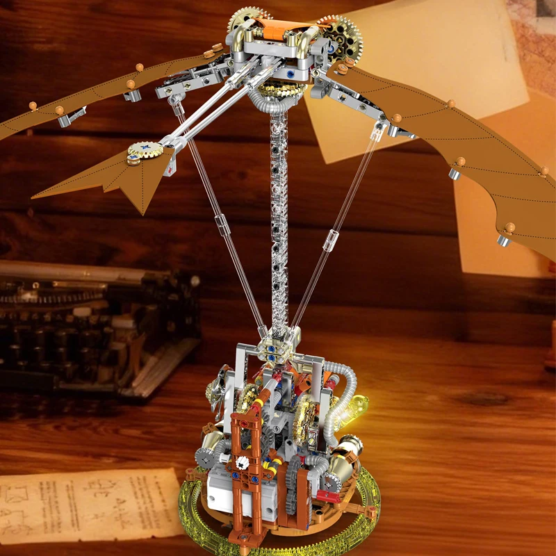 

Ornithopter Building blocks MOC Aircraft Retro steam punk airplane Technology Machinery Series Assembly Model Toy Gift