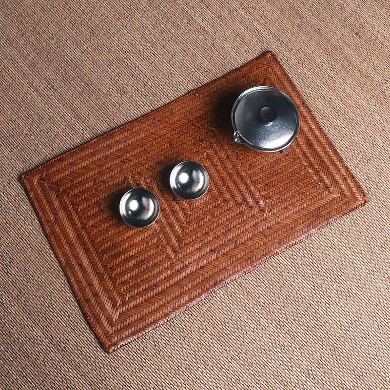 Handmade Bamboo Tea Mat Lacquered Heat Insulation Pad Dry Brewing Cushion Tea Set Accessory Ethnic Craft Table Decor