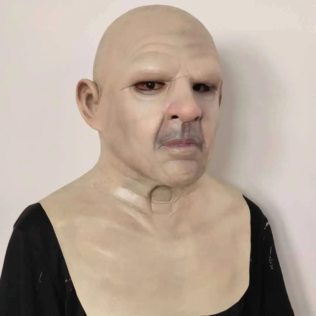 Realistische Glatzköpfige Alter Mann Latex-Maske für Erwachsene, Gesichtsmaske für Halloween, Maskerade, Cosplay, Kostümparty-Requisiten – Detail 4
