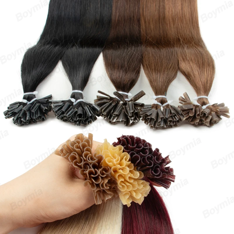 

U Tip Hair Extensions Human Hair Natural Keratin Hair Extension U Tip Extensions Italiana Nail Capsules PreBonded 12-24 inch