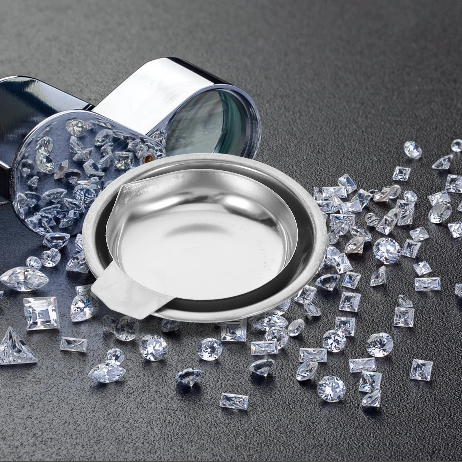 

2pcs Stainless Steel Pan Digital Trinket Scale Pans Jewelry Weighing Tray Electric Scale Supply Rhinestones Weighing Pans