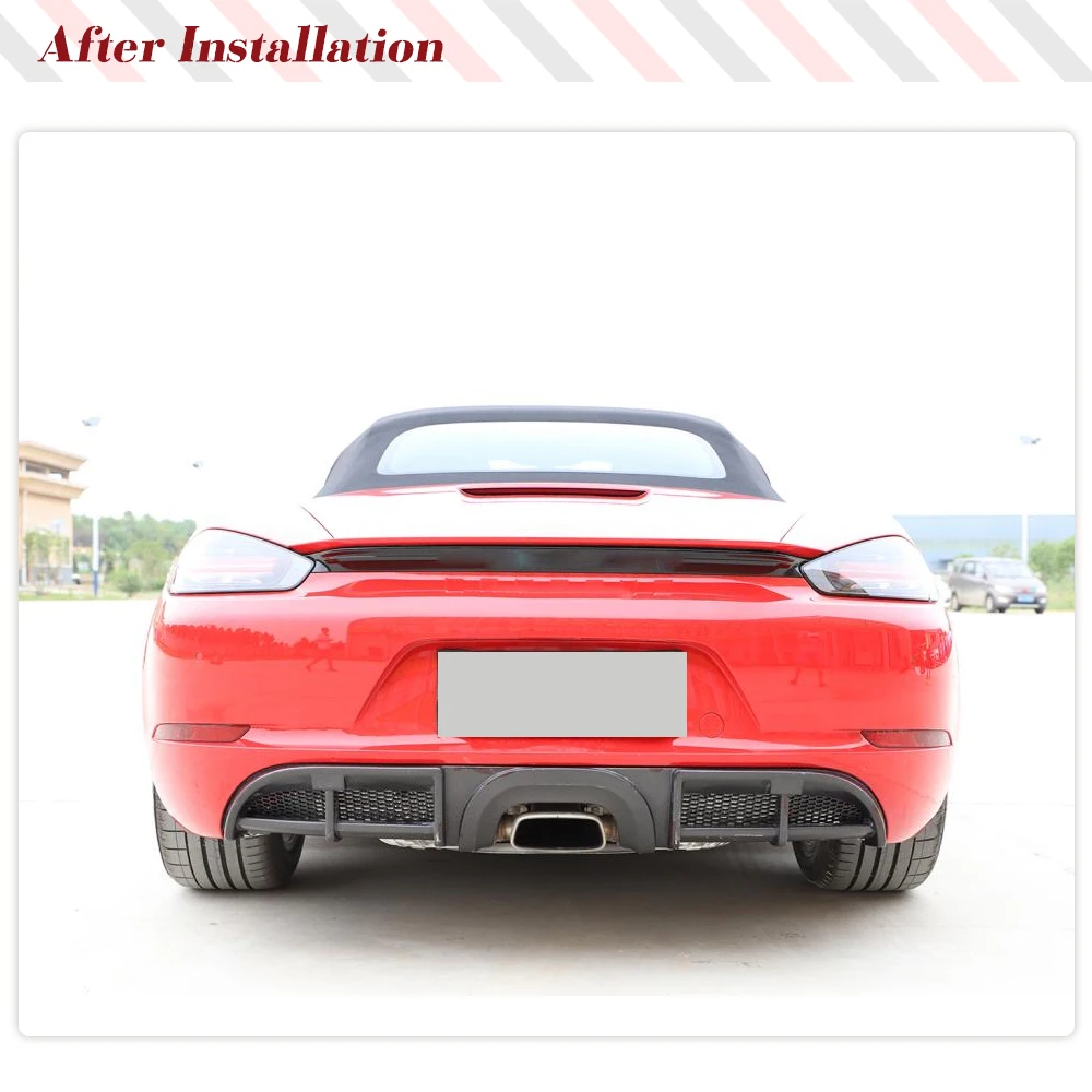 Car Rear Diffuser for Porsche 718 Boxster Cayman 2016-2019 2-Door Rear Bumper Cover Lower Lip Spoiler Real Carbon Fiber