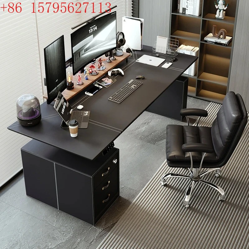 

Electric lifting table Intelligent learning table Living room Simple computer Desk Light luxury leather password box table
