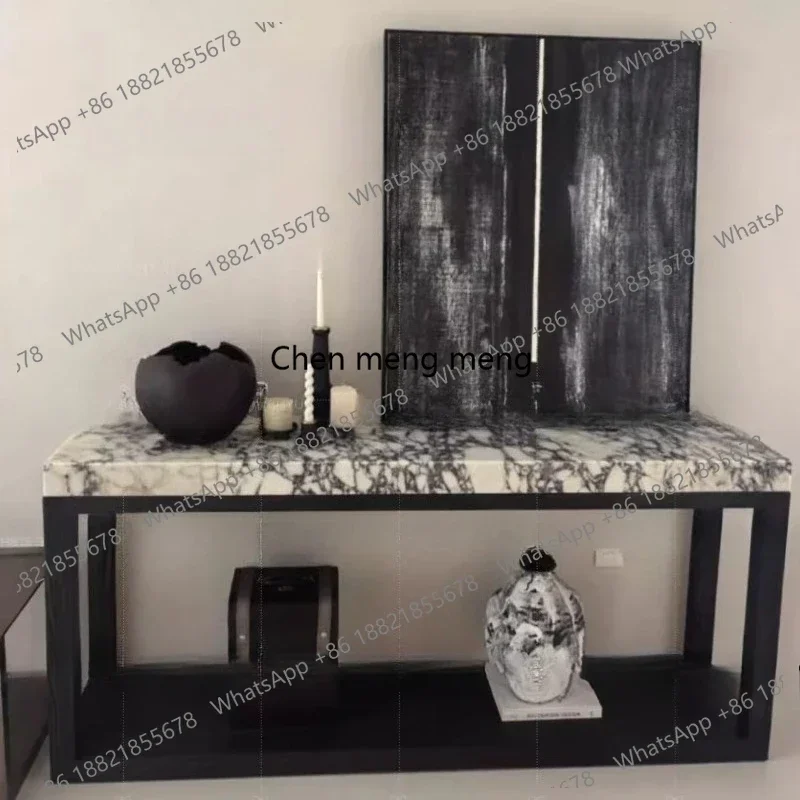 Z136 Medieval entrance slab decoration against the wall, French solid wood entrance table, background entrance cabinet