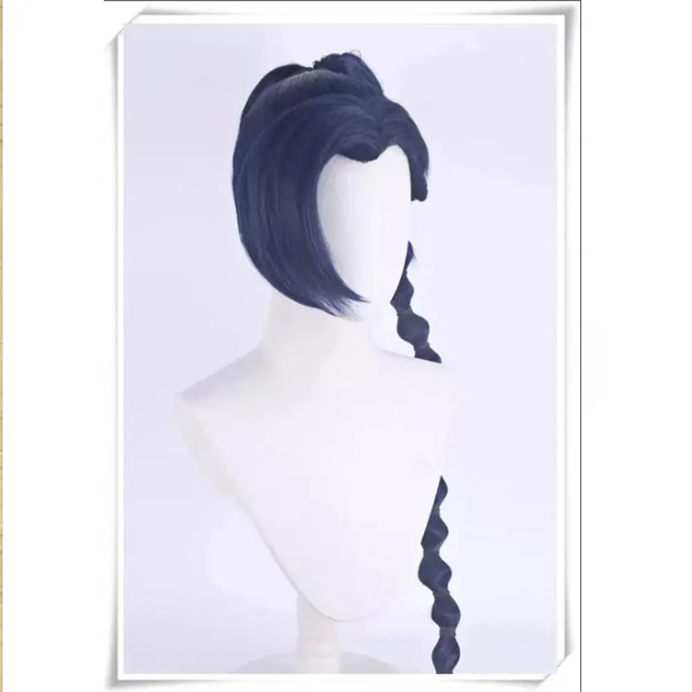 Cosplay pruik, Assassin Wu Liuqi, pruimenbloesem dertien, zwarte en blauwe stijl, afneembare paardenstaart