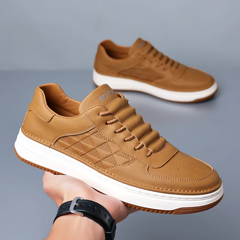 Spring Autumn Men\'s Oxford Shoes Durable Thick Sole Sports Shoes Student Running Shoes Men\'s Genuine Leather Casual Shoes