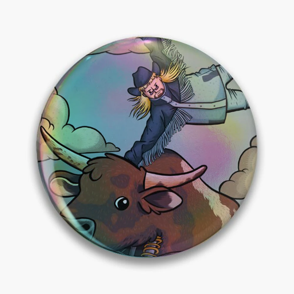 cowboys don't cry Pin Holographic Star Heart Pin Brooches Laminated Button Fashion Accessory
